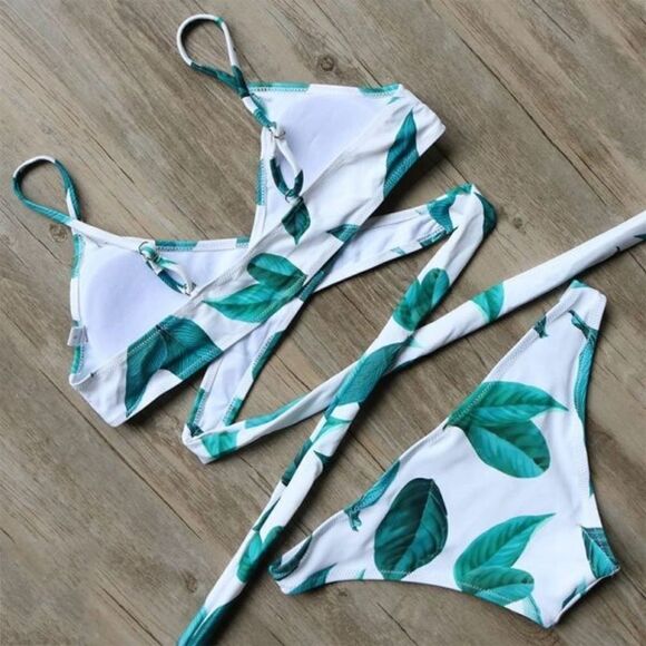 ✨HP✨Fresh Leaves Printing Cross Padding BikiniSet✨ - Picture 7 of 8